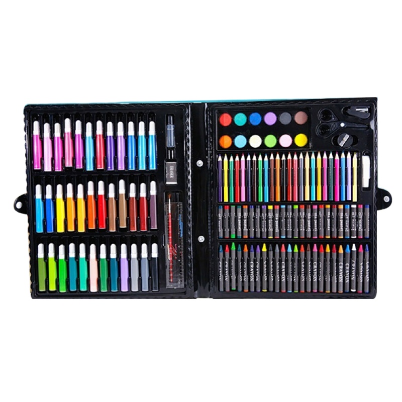 舒弗(LACHOUFFE)150件套儿童绘画笔套装移动的画室美术礼盒水彩笔油画棒蜡笔工具 图片色150件