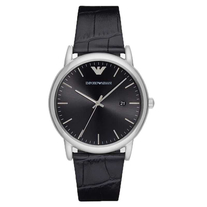 阿玛尼手表 时尚休闲皮带石英时尚腕表男士腕表 AR2500 黑色