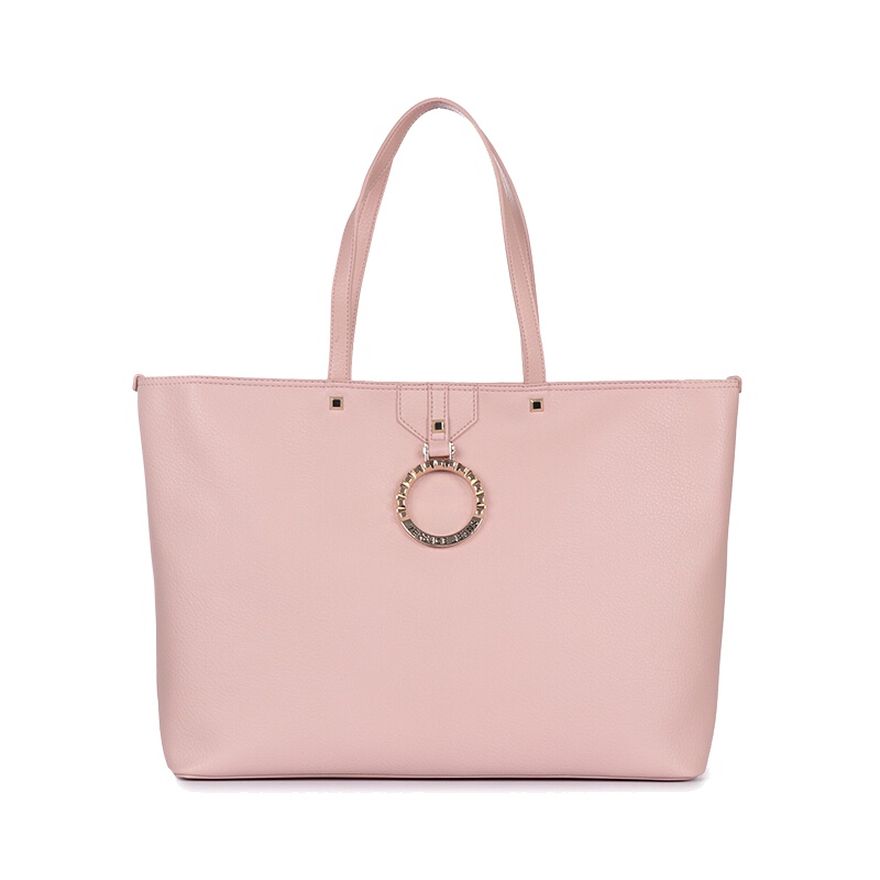 VERSACE JEANS 范思哲 春夏款 女士豆沙粉色聚酯纤维字母单肩托特包E1VTBBA6 70880 723