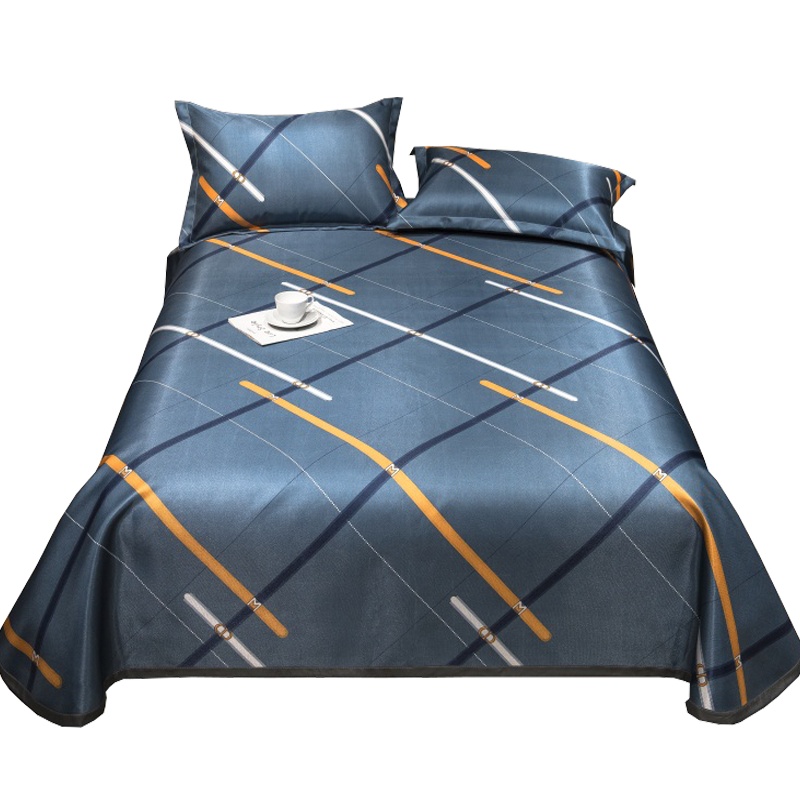 北极绒/Bejirog冰丝凉席三件套可水洗折叠1.8m床单人夏季1.5米1.2学生宿舍席子冰丝枕套一对装