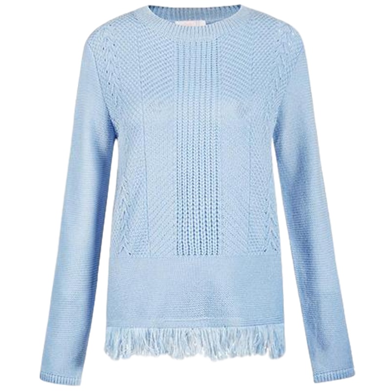 【福利款】拉夏贝尔女式冬款长袖流苏内搭毛衣开叉针织毛衣