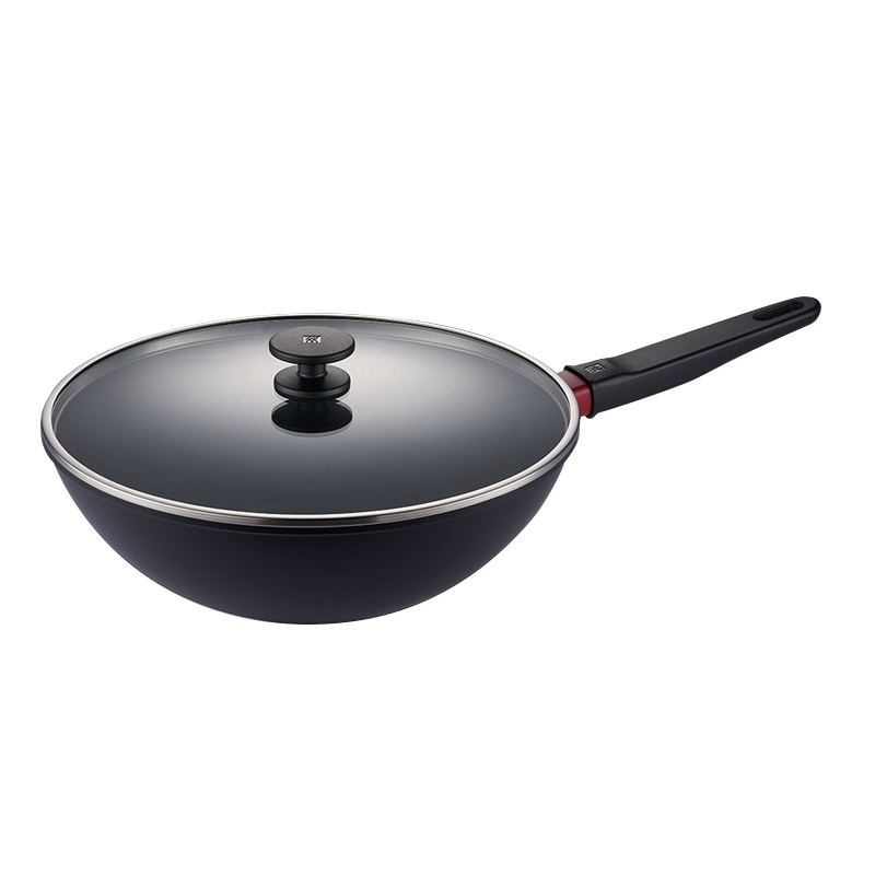 德国双立人Now黑色30cm中式炒锅家用不粘锅炒菜锅电磁炉炒锅