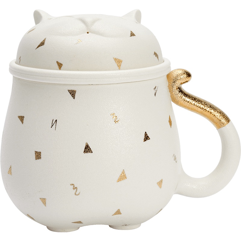 万仟堂茶具高档猫狗宠物简约创意办公杯带盖带滤网猫办公杯