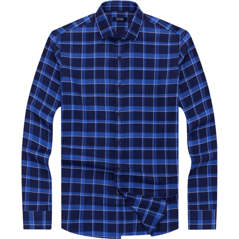 Youngor/雅戈尔男士长袖衬衫秋冬商务休闲修身绒面柔软格子衬衣955HFY