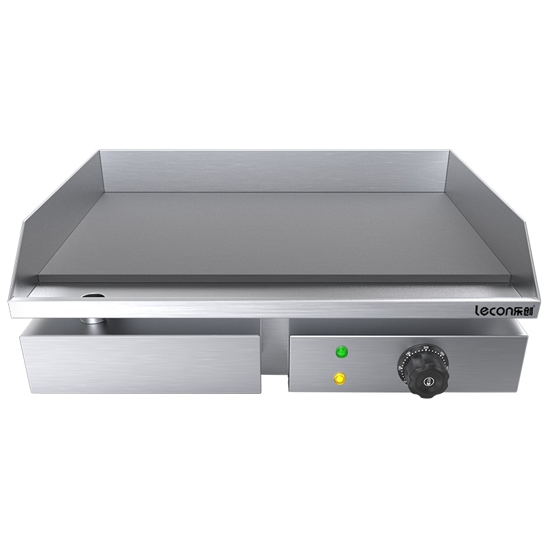 乐创(lecon)电扒炉商用小型手抓饼机铁板烧煎扒炉台式煎牛排平扒炉铁板不锈钢鱿鱼烤冷面铜锣烧单温控铁板款EG-818