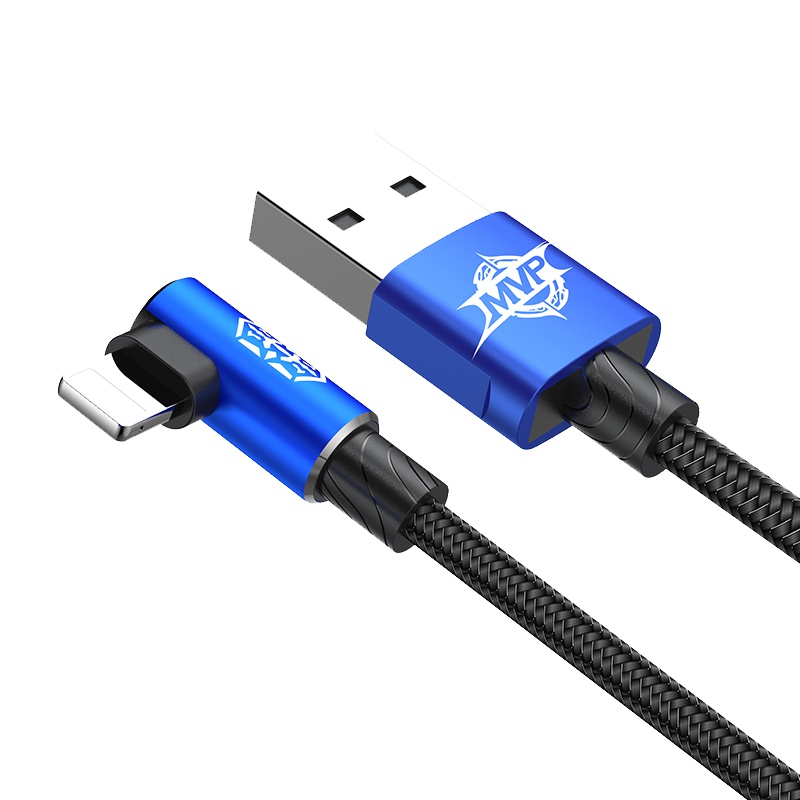 倍思 (Baseus)苹果数据线L型手机充电线2A快充王者游戏弯头数据线电源线iPhoneX/8plus/8 1米 蓝色