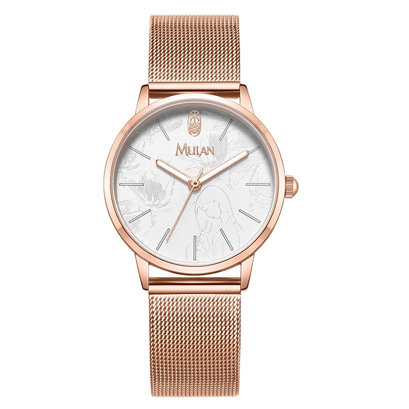 迪士尼花木兰联名手表女学生细带韩版简约潮流气质ins风防水皮带初高中女生手表少女表女士手表石英表