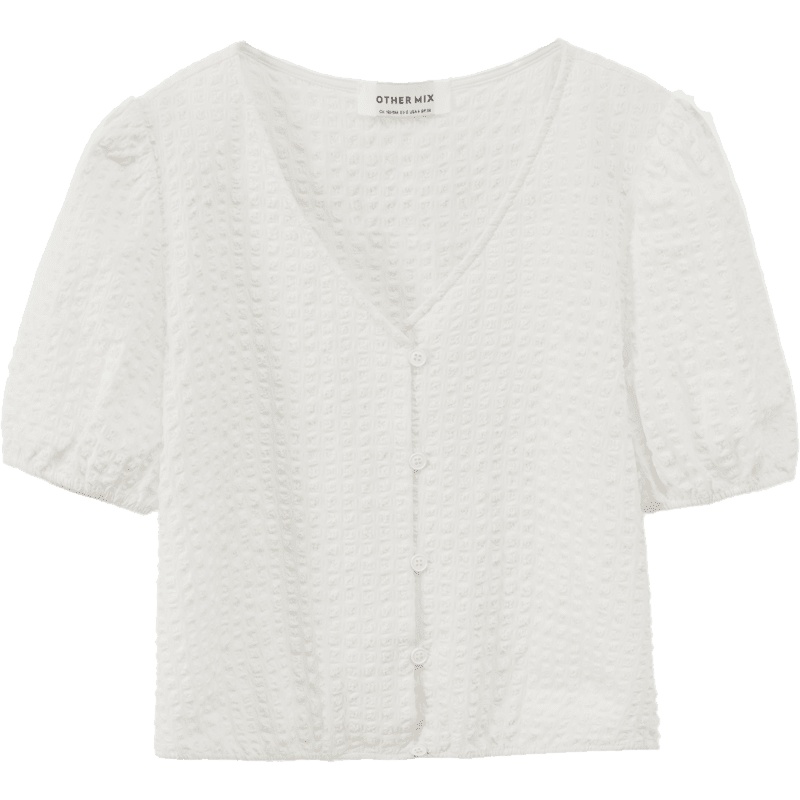 OtherMix肌理感雪纺衫2021年夏季新款韩版初恋甜系泡泡袖女上衣潮