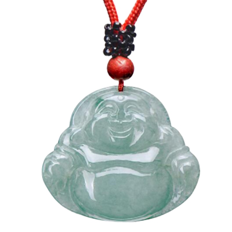 帛兰梓韵 天然翡翠笑佛吊坠时尚玉石佛挂件油青色男女款玉佛吊坠送证书