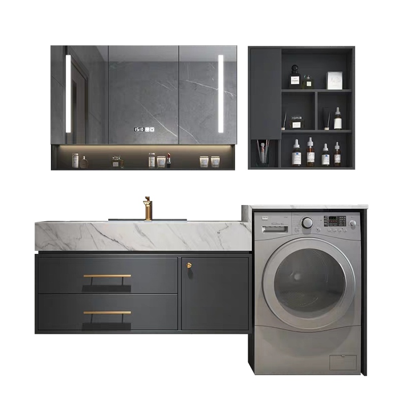 恒妙智能北欧浴室柜组合轻奢卫生间洗漱台池洗手洗脸盆柜阳台洗衣柜滚筒洗衣池