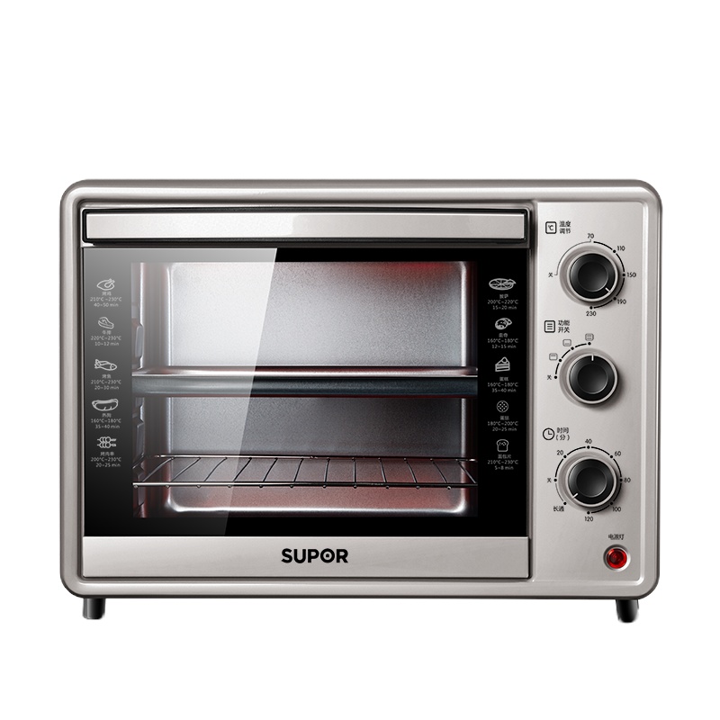 苏泊尔(SUPOR)电烤箱 多功能家用烘焙蛋糕 30升大容量烤箱 超长定时 广域控温 复古银K30FK866