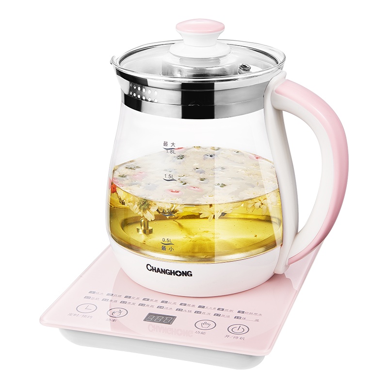 长虹(CHANGHONG)养生壶1.8L家用多功能24小时预约煮茶器 18大功能菜单 高硼硅玻璃水壶CHG18-S17