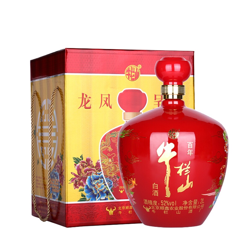 牛栏山52度白酒 龙凤呈祥红坛 2L*1坛礼盒装 浓香型白酒 原箱正品 假一赔十