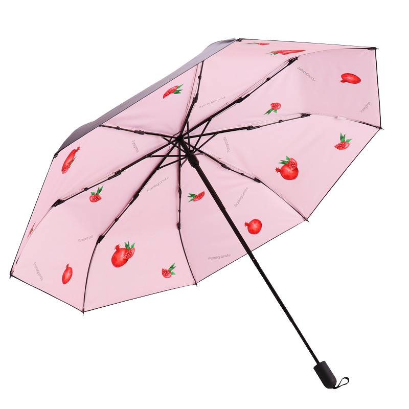 天堂伞 全遮光黑胶防晒三折晴雨伞太阳伞遮阳伞礼品伞 榴香粉色
