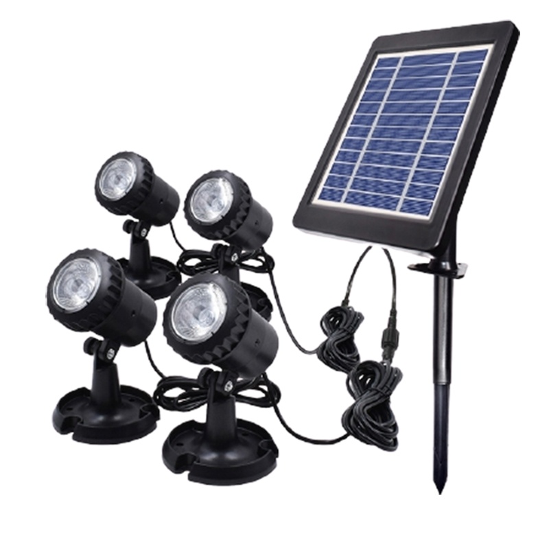 定制太阳能灯_户外防水古达庭院水池鱼池景观装饰投射灯一拖三草坪灯