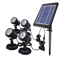 定制太阳能灯_户外防水古达庭院水池鱼池景观装饰投射灯一拖三草坪灯