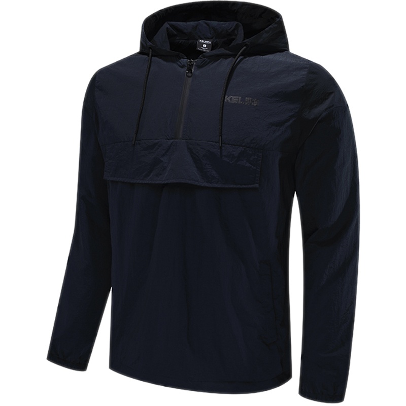 KELME/卡尔美 梭织运动外套男士半拉链连帽薄 跑步休闲套头衫