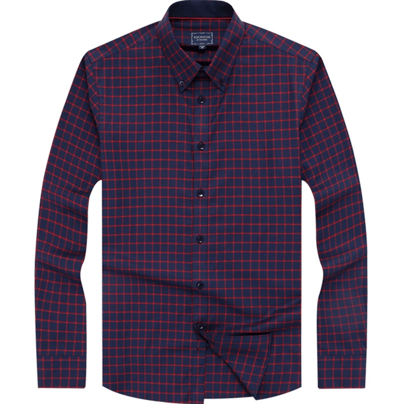 Youngor/雅戈尔男装商务正装棉弹面料 修身剪裁 DP+ 红色格纹衬衫993NKY