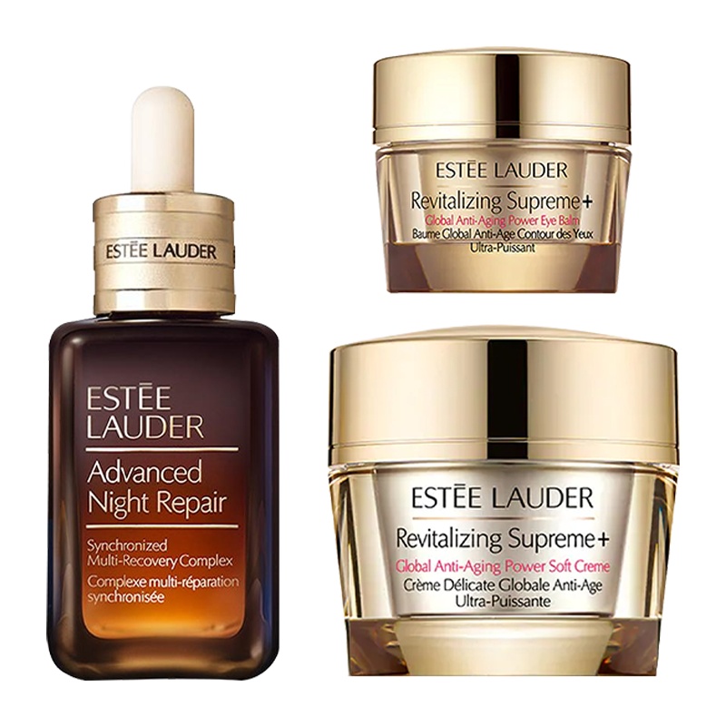 [情人节礼物]雅诗兰黛特润修护肌活精华套装(小棕瓶50ml+智妍精华乳霜75ml+智妍眼霜15ml+化妆包) 紧肤淡皱