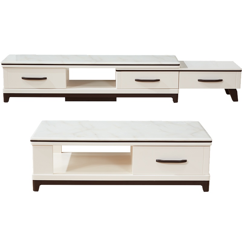 全友家居北欧实木茶几电视柜组合大理石纹客厅简约家具组合120709
