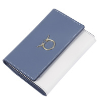 啄木鸟钱夹女2019新款时尚短款牛皮钱包小清新撞色短款皮夹钱包女俏皮