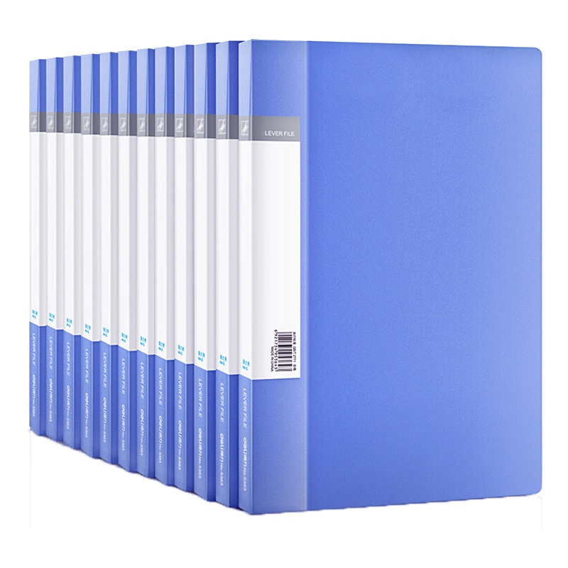 得力(deli)5364 A4双夹资料册 文件夹 蓝色12个装 资料夹 公文夹 档案夹 文件管理 办公用品