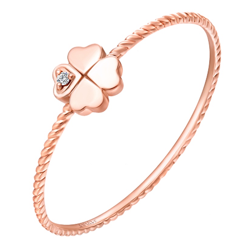 SOINLOVE小确幸系列四叶草18K金钻石戒指钻戒VU637