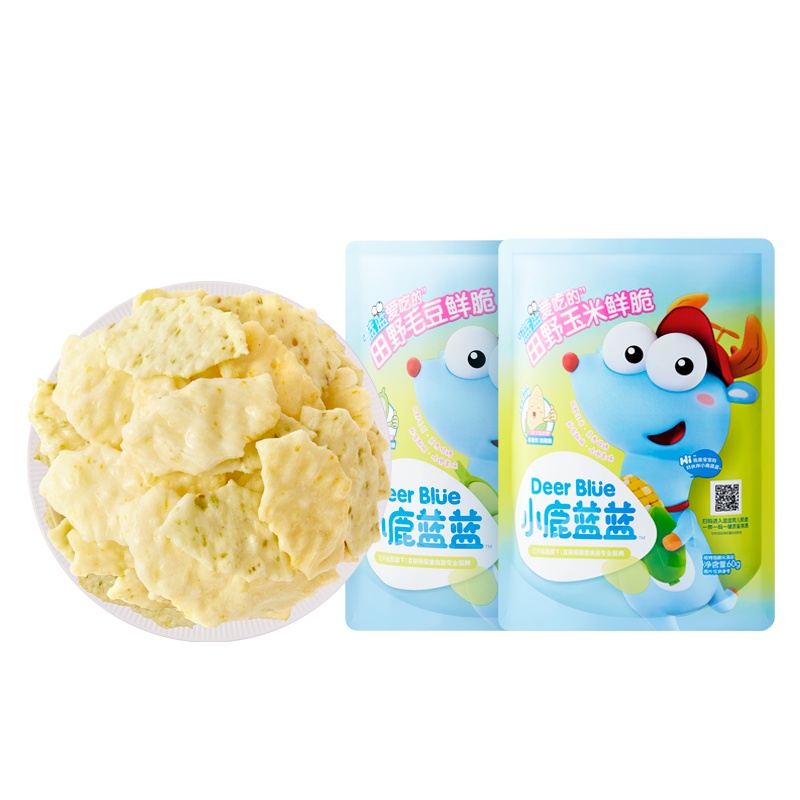 [小鹿蓝蓝_田野玉米鲜脆]宝宝零食薄脆饼干 非油炸健康薯片玉米脆片/60g