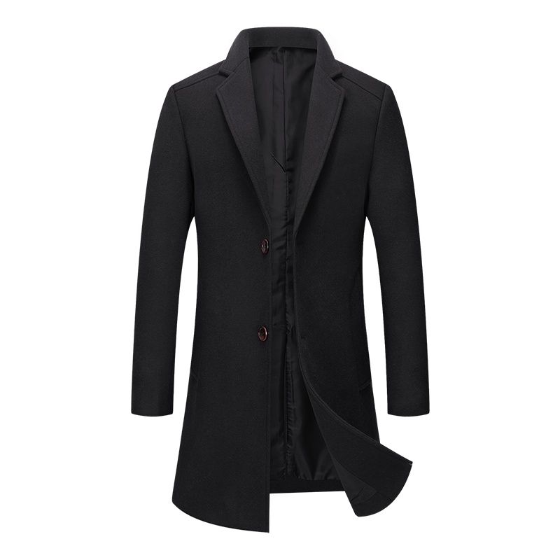 新款秋冬羊毛呢大衣男中长款无羊绒无双面呢男士呢子外套流行风衣 SHN619
