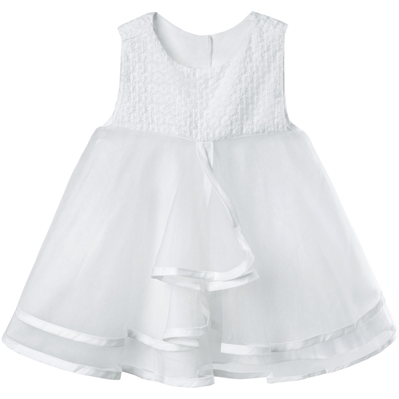 女童夏季圆领公主舒适收腰纯色蓬蓬裙1-5岁 73-120码