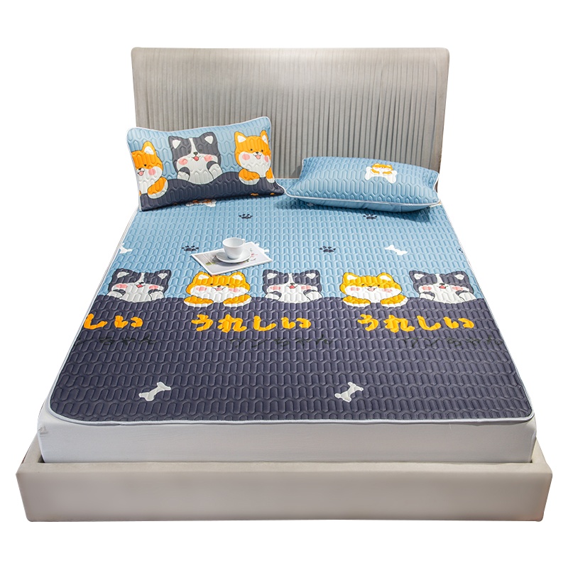 泰念(Tai nian) 乳胶凉席三件套/丝滑柔软凉感丝软席子/1.5m1.8m床/夏季冰丝乳胶凉席/凉枕套件