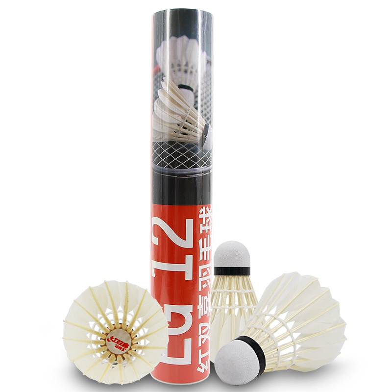 启康 红双喜DHS羽毛球E-EG12鹅毛球12只装比赛训练耐打复合软木球头