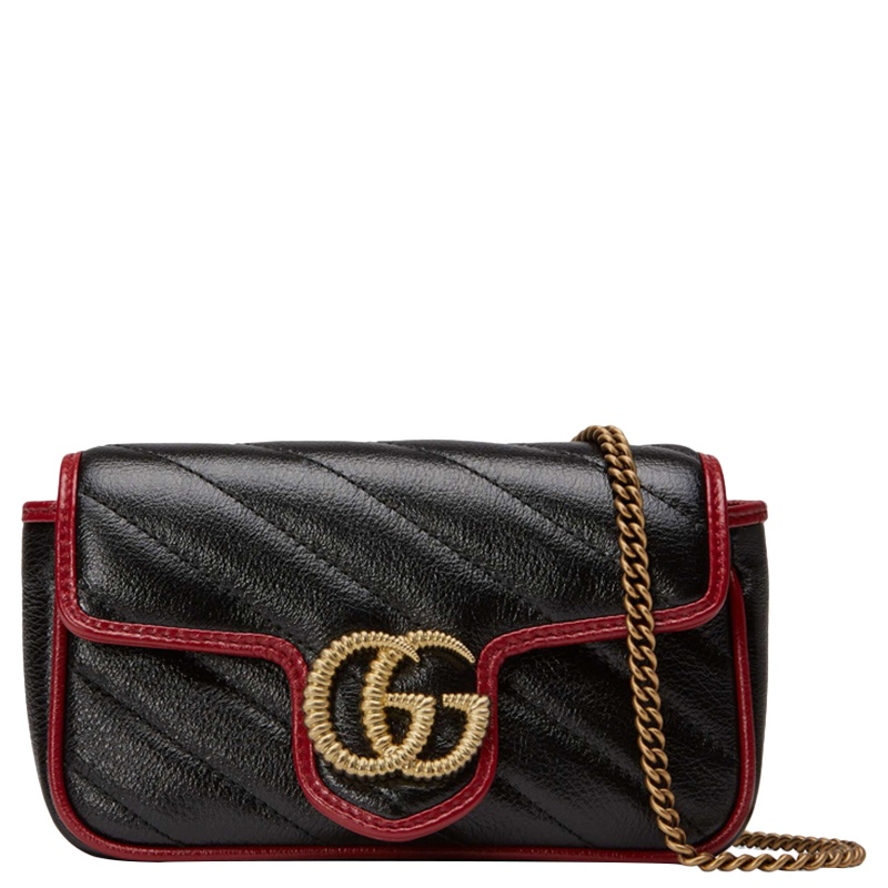 [直营]古驰(GUCCI) GG Marmont系列 超迷你 皮革绗缝肩背包 包盖式翻盖单肩包 手提包 女包