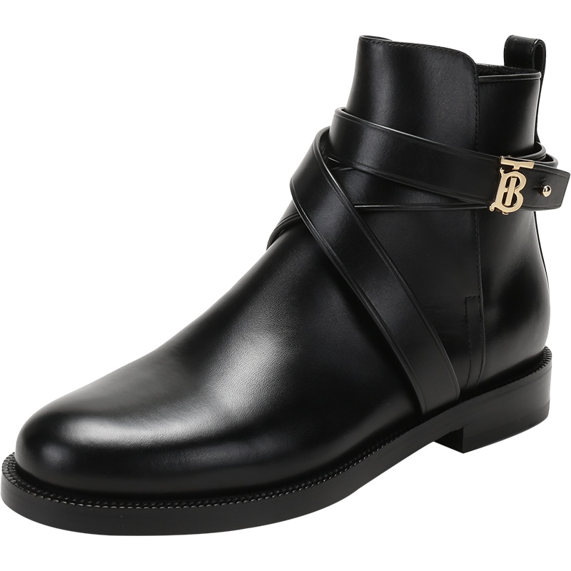 博柏利/巴宝莉 BURBERRY 女款牛皮革TB标识搭扣靴子短靴及踝靴80423701