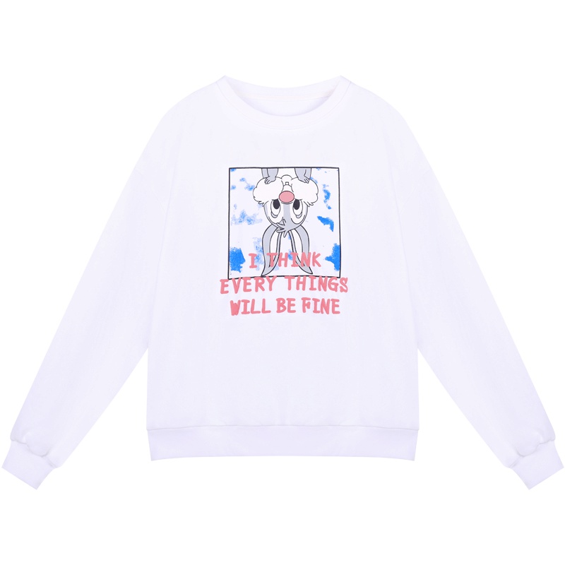 2019早秋新款休闲薄款港风卡通卫衣女小众印花怪味短款学生上衣