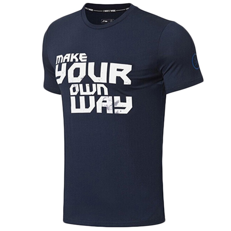 李宁男子韦德系列运动装圆领短袖文化衫T恤