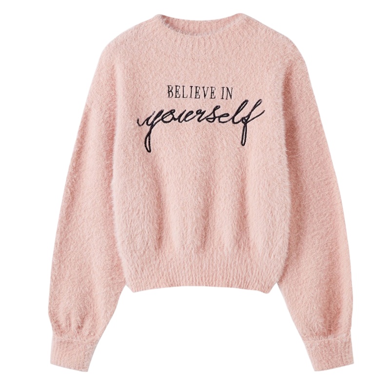 拉夏贝尔秋冬字母针织衫学生长袖休闲宽松毛衣式打底衫针织衫