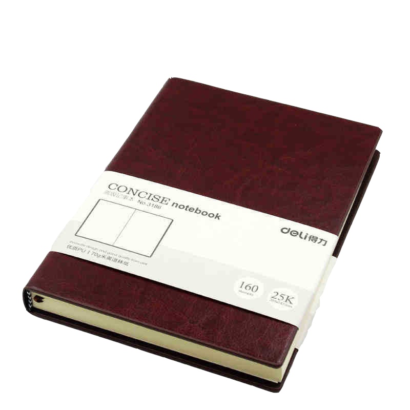 得力 3186 商务皮面记事本 160张会议记录本 办公皮面本蓝色 5本装 (单位:件)