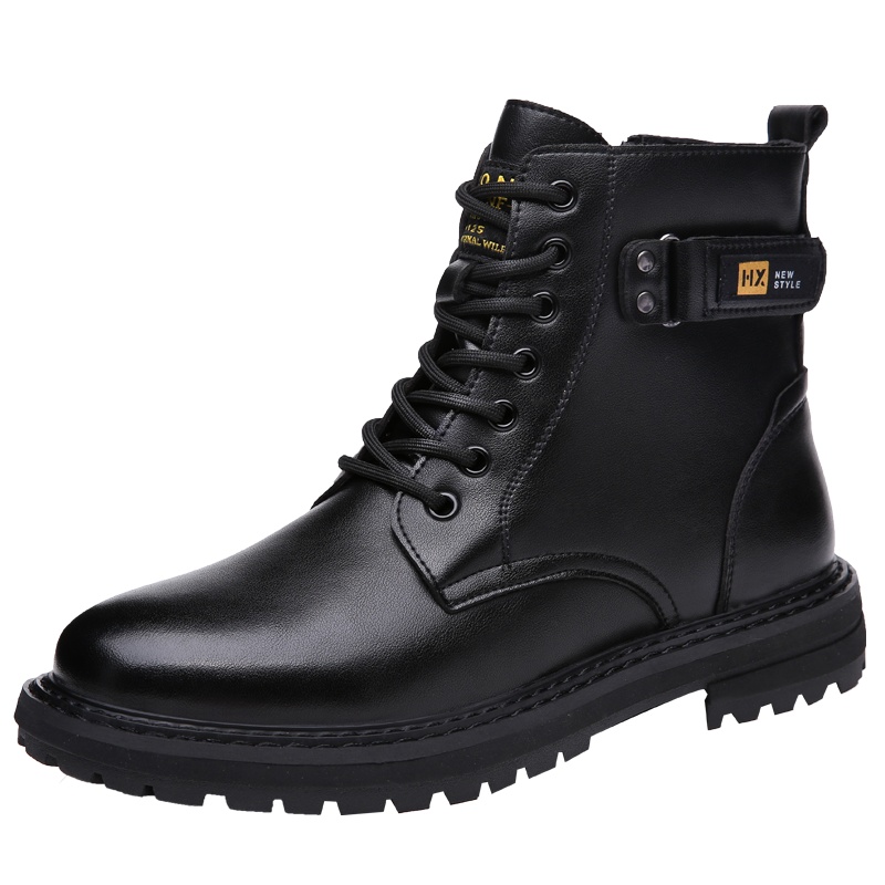 路易克思马丁靴男冬季加绒保暖棉鞋真皮靴子休闲英伦风中帮短靴防滑雪地靴812