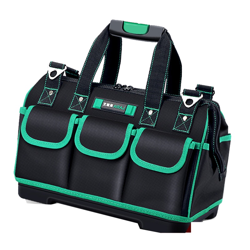 巧妈妈手提电工专用工具包多功能维修安装帆布大加厚工具袋工作腰包小号欧标17寸黄黑色加强款塑胶底（有零件收纳盒）