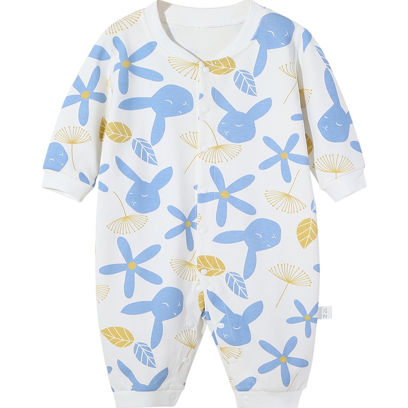 新款婴儿连体衣纯棉长袖男女宝宝哈衣爬服新生儿衣服春秋装