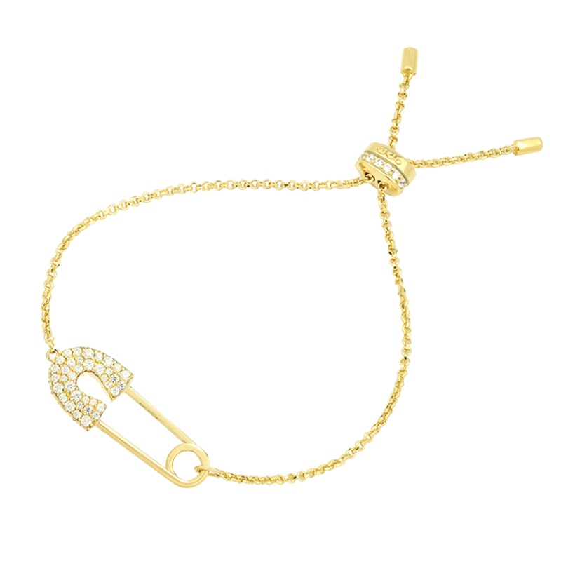 apm MONACO别针手链女士 时尚个性锁形手腕链设计感925银手链法式银手环