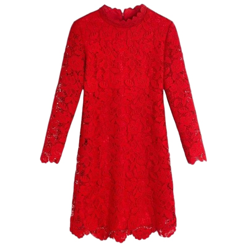 7M 2018秋冬款韩版气质修身显瘦蕾丝连衣裙长袖裙女70009218