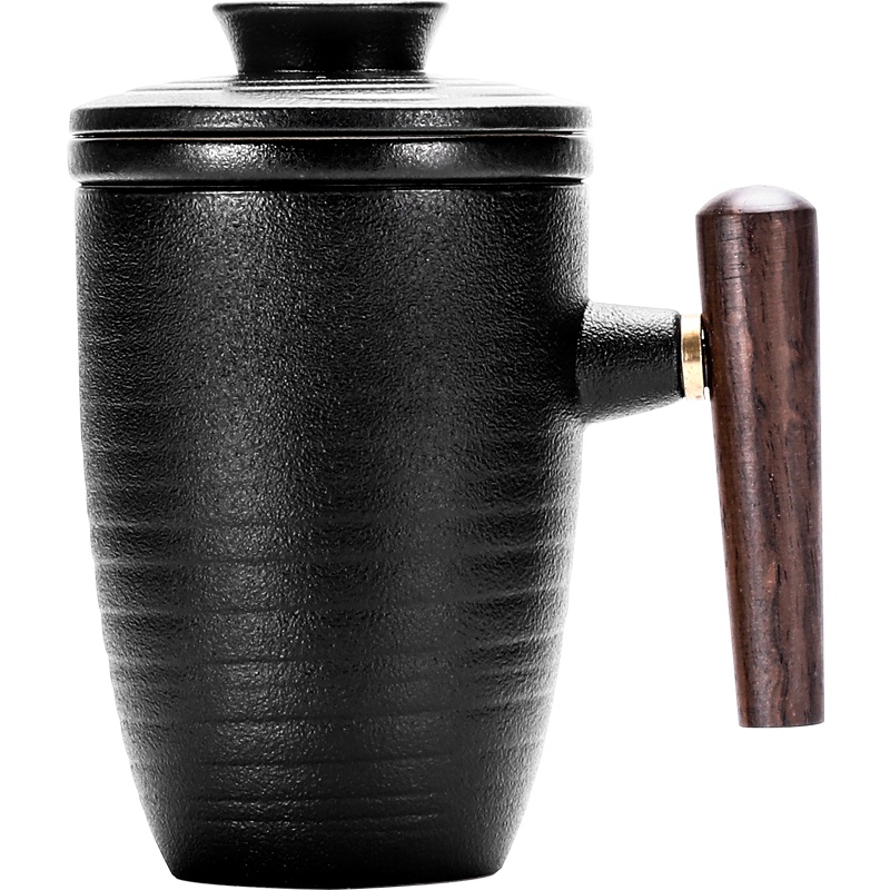 景德镇珐琅彩马克杯办公杯手工陶瓷水杯家用带盖过滤茶杯 皇家御品-百川杯(三件)