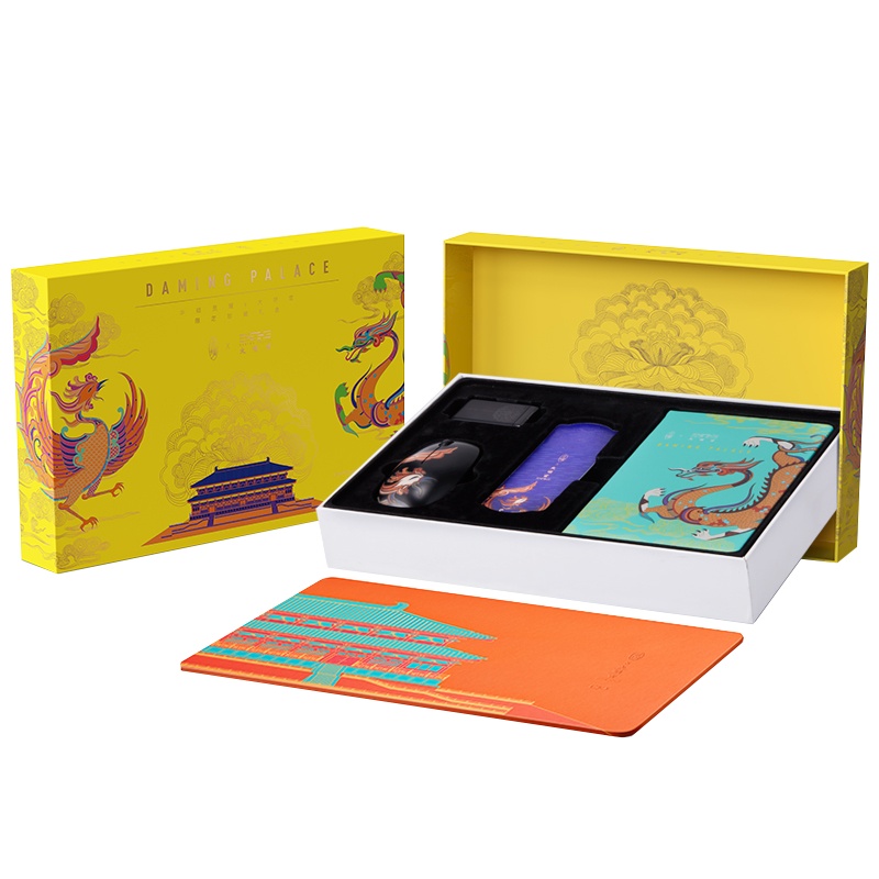 灵耀国潮礼盒(大明宫)黑色 (无线充电鼠标垫+氮化镓快充充电头+无线鼠标+记事本+书签)