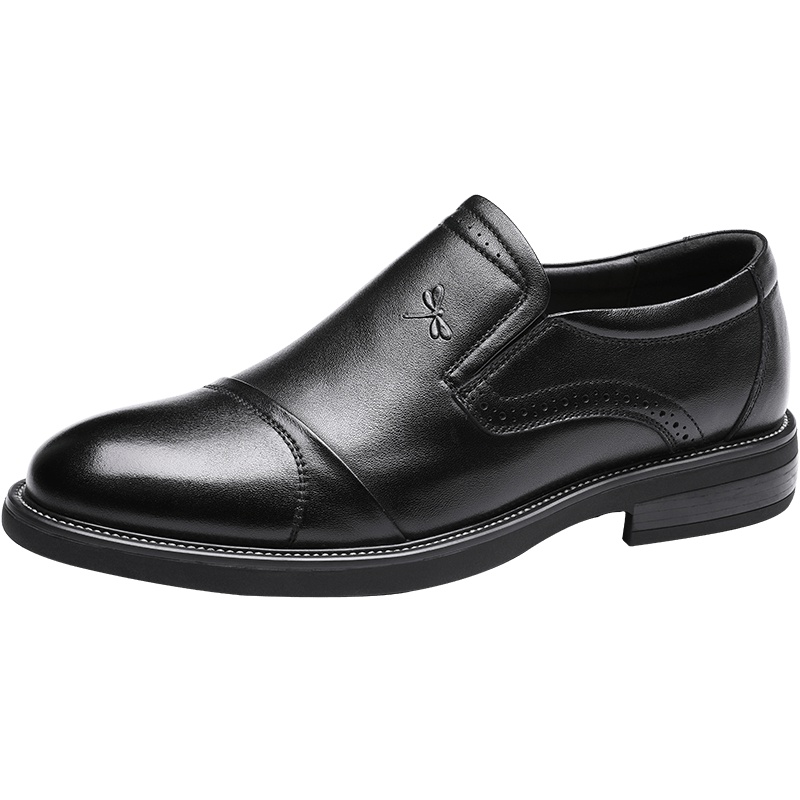 红蜻蜓男鞋秋季新款正品真皮商务休闲皮鞋黑色英伦正装男鞋子