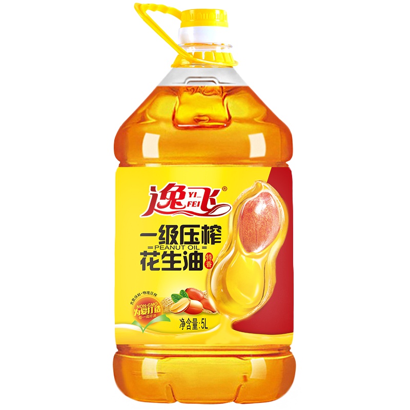 逸飞 特香压榨一级纯花生油5L 食用油