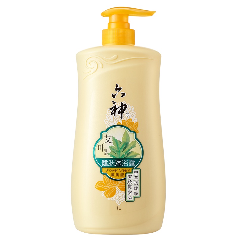 六神沐浴露 艾叶精油健肤深层洁净沐浴乳液补水保湿舒爽净肤植物滋润型1L