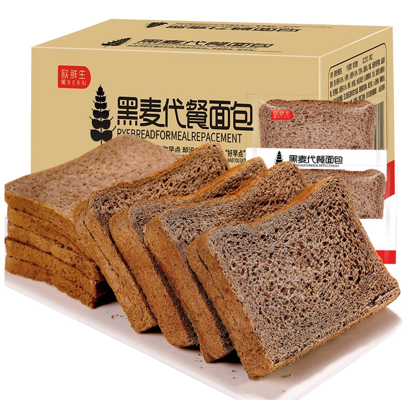比比赞黑麦面包 1000g整箱西式糕点吐司片饱腹代餐脂肪热量零食品早餐