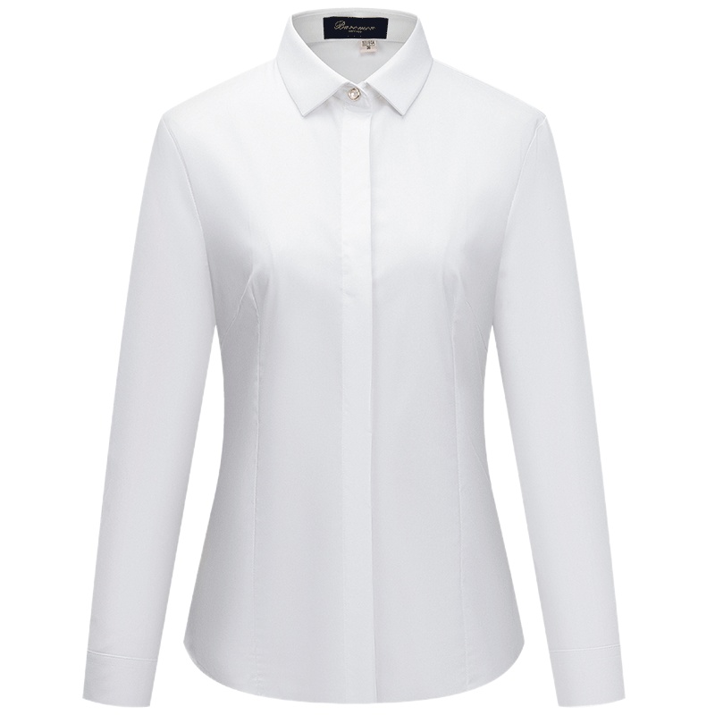 培罗蒙(Baromon)女士衬衫长袖女装职业装工作服白色易打理衬衣N21002